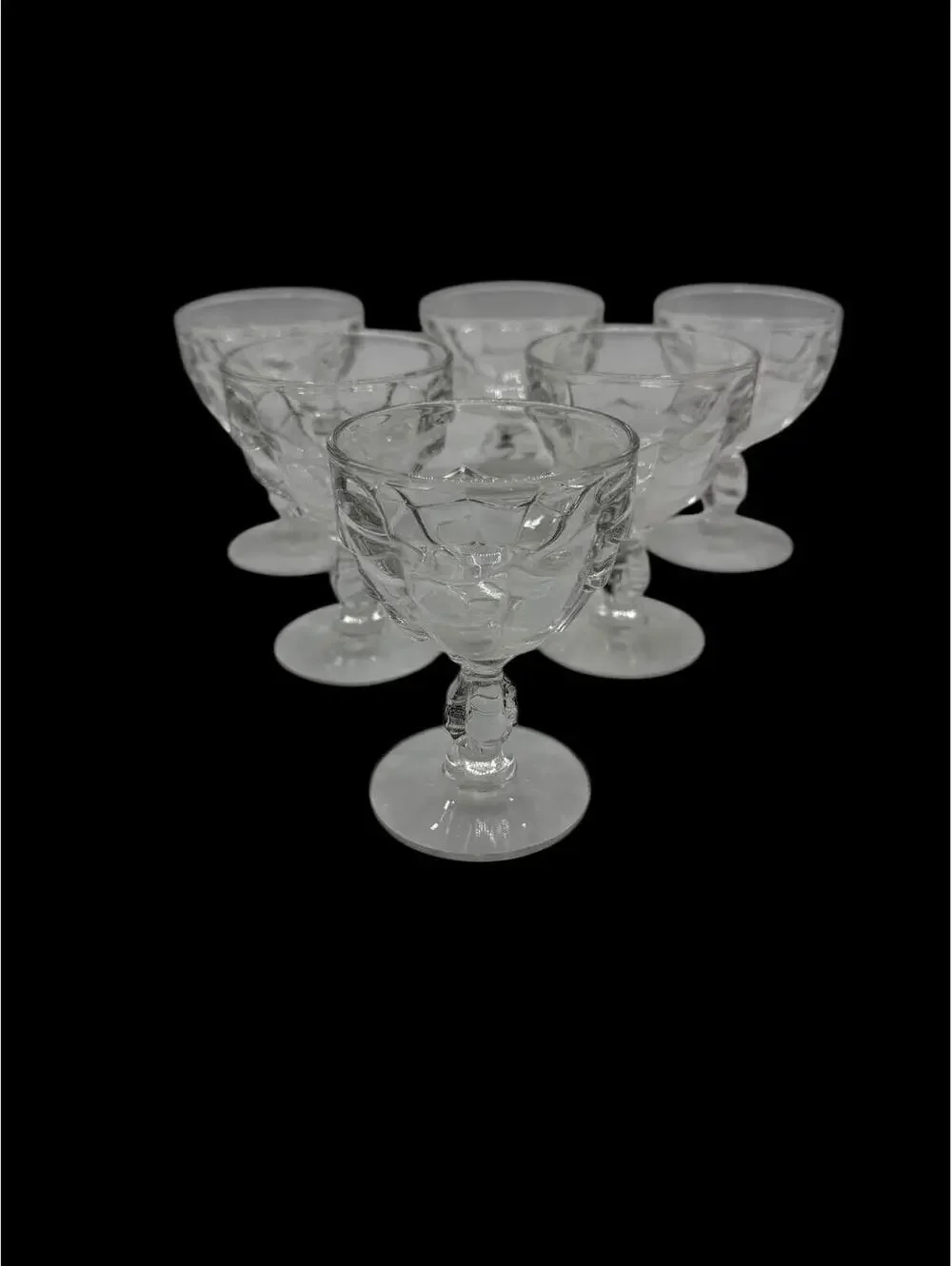 Vintage 1940s Pressed Glass Barware Set: Cambridge Cascade Clear 6 Cordial Glass